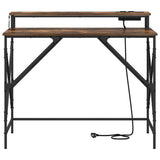 Desk with Shelf Smoked Oak 100 x 50 x 86.5 cm Engineered Wood 859397