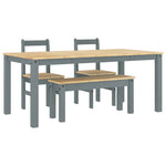 ZNTS 4 Piece Dining Set Panama Grey Solid Wood Pine 3345186