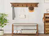 Wall Mounted Coat Rack Natural 100 x 10 x 20 cm Solid Teak Wood 42017959