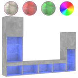 4 Piece TV Wall Units with LED Concrete Grey Engineered Wood 3216657