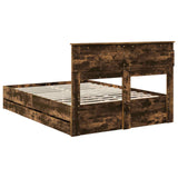 Bed Frame with Drawer Smoked Oak 140 x 200 cm Engineer Wood 3409851