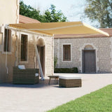 Freestanding Manual Retractable Awning 450x300 cm Yellow/White 3069558