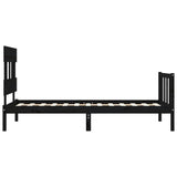 Bed Frame without Mattress Black Small Single Solid Wood Pine 3193300