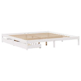 Bed Frame without Mattress White 200x200 cm Solid Wood Pine 3301445