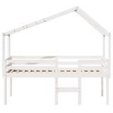 High Sleeper Bed without Mattress White 90x190 cm Single Solid Wood Pine 3282059