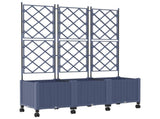 Garden Planter with Trellis&Wheels 3 pcs Grey 120 x 40 x 149 cm 3423078
