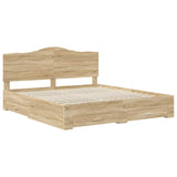 Bed Frame with Drawer Sonoma Oak 200 x 200 cm Engineered Wood 3413564