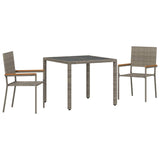 Garden Dining Set 3 pcs Grey and Brown Poly Rattan 3365385