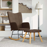 Rocking Chair with a Stool Brown Fabric 328021