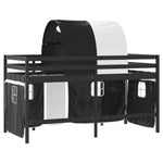 ZNTS Kids' Loft Bed with Tunnel without Mattress White&Black 90x200cm 3206997