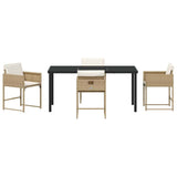 Garden Dining Set with Cushion 5 pcs Beige Poly Rattan 3380022