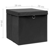 Storage Boxes with Covers 10 pcs 28x28x28 cm Black 325190