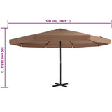 Garden Parasol with Aluminium Pole 500 cm Taupe 44475