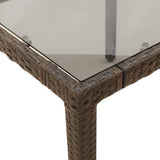 Garden Table with Glass Top Brown 90x90x75 cm Poly Rattan 365587