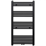 Black Bathroom Central Heating Towel Rail Radiator Straight 600x1160mm 141908