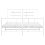 Metal Bed Frame without Mattress with Footboard White 140x190cm 355628