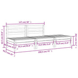 Garden Sofa 3-Seater Wax Brown Solid Wood Pine 838037
