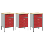 Work Cabinet with Drawer 3 pcs Red and Grey 150 x 55 x 85 cm 3321369