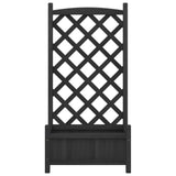 Planter with Trellis Black Solid Wood Fir 365487