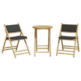 3 Piece Folding Bistro set with Dark Grey Cushions Bamboo 3208940