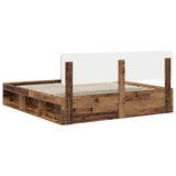 Bed Frame with Headboard Old Wood 200 x 200 cm Solid Pine Wood 3412040