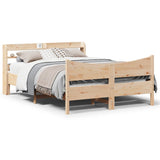 Bed Frame with Headboard 135x190 cm Double Solid Wood Pine 3307059