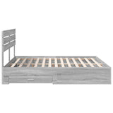 Bed Frame with Drawer Grey Sonoma 200 x 200 cm Engineered Wood 3411613