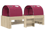 Bed with Tunnel 3 pcs Sonoma Oak and Red Engineered Wood 3423567