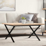 ZNTS Coffee Table X-Frame 90x90x45.5 cm Solid Wood Pine and Steel 3282753