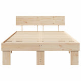 Bed Frame with Headboard Natural 140 x 190 cm Solid Pine Wood 872572
