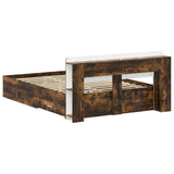 Bed Frame with Storage Smoked Oak 150 x 200 cm Engineered Wood 3433776