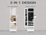 Jewellery Cabinet, Full Length Mirror with Storage, Free Standing Mirror with LED Lights, Hooks, T3398P340957