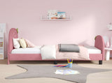 Children's Bed Frame with Headboard Pink 80 x 160 cm Velvet 42011070