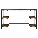 Desk Smoked Oak 140x50x75 cm Metal and Engineered Wood 845328