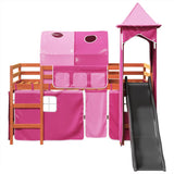Kids' Loft Bed with Tower Pink 80x200 cm Solid Wood Pine 3309154
