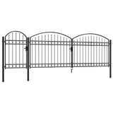 ZNTS Garden Fence Gate with Arched Top Steel 2x5 m Black 144372