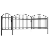 Garden Fence Gate Assen with Arched Top Steel 1.5x5 m Black 144372
