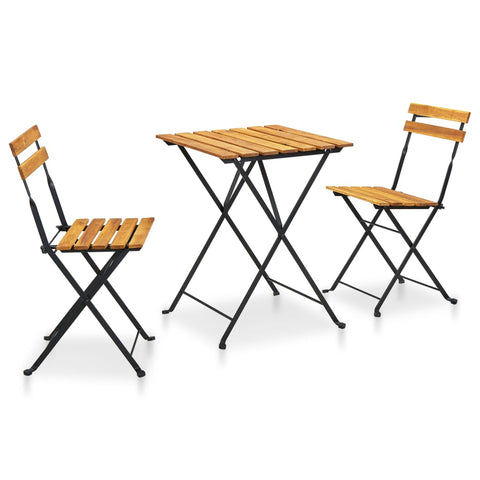 ZNTS 3 Piece Folding Bistro Set Solid Acacia Wood 313157