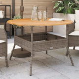 Garden Table with Acacia Wood Top Grey 110x71 cm Poly Rattan 368626