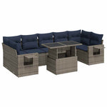 8 Piece Garden Sofa Set with Cushions Grey Poly Rattan Acacia 3326442
