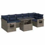 8 Piece Garden Sofa Set with Cushions Grey Poly Rattan Acacia 3326442