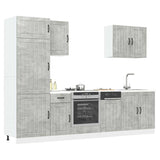 ZNTS 7 Piece Kitchen Cabinet Set Kalmar Concrete Grey Engineered Wood 3314775