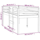 High Sleeper Bed without Mattress 80x200 cm Solid Wood Pine 821609