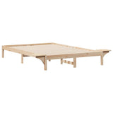 Bed Frame with Side Tables Natural 160 x 220 cm Solid Pine Wood 873250