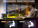 Gaming Desk with LED Lights Power Outlets, 100 x 60cm Z Shaped Computer Desk with Monitor Stand T3398P344330