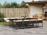 9 Piece Garden Dining Set with Cushions Brown Poly Rattan 3211461