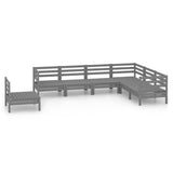 7 Piece Garden Lounge Set Solid Wood Pine Grey 3083036