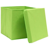 Storage Boxes with Covers 10 pcs 28x28x28 cm Green 325230