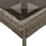 Garden Table with Glass Top Grey 80x80x75 cm Poly Rattan 365522