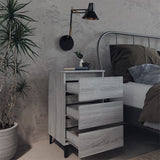 Bed Cabinet with Metal Legs Grey Sonoma 40x35x69 cm 813142